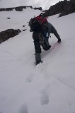 shasta-casaval09 Paul kicking steps in the crusty snow. It turned icy shortly after this and we began roping up.