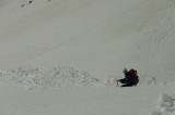 shasta-casaval06 Paul triggered off this point avalanche just before we reached camp. The bulk of the displaced snow is hidden by the change in gradient of the slope.