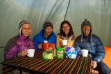 _mg_1488 Serene, Ray, Emily, and Eu-Jin enjoying our hot drinks in the dining tent along the shores of Laguna Mitococha (4230 m).