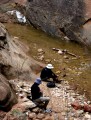 zion17 Part of the trail was flooded and Serene had to take her sneakers off to cross the river.