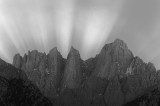 crw_2081-3-hdr-bw Crepuscular rays over Mount Whitney and Keeler Needle.
